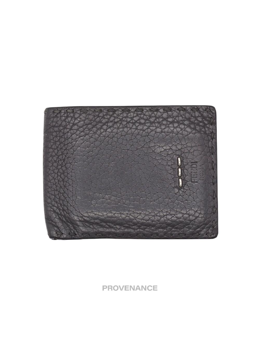 🔴 Fendi Selleria Horizontal Wallet - Charcoal Roman Leather